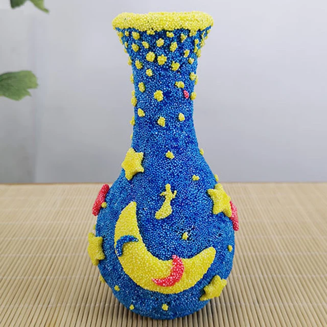Children DIY Handmade Button Bouquet Vase Handcraft Toys Ornamnet Christmas Gift Kid toys 4