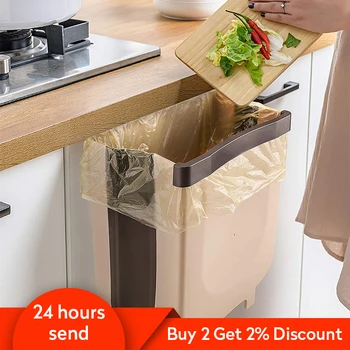 

9L Folding Trash Can Zero Waste Recycle Bin Trash Bin Kitchen Dustbin Garbage Rubbish Bin Plastic Waste Bin Garbage Bag Holder