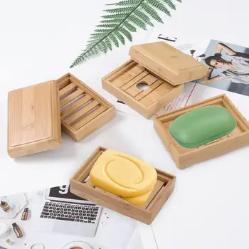 

Wooden Soap Case Holder Mildewproof Bamboo Soap Tray Compact Soap Dish for Sponge Scrubber
