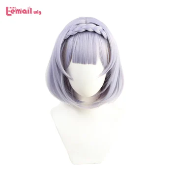 

L-email wig Genshin Impact Noelle Cosplay Wigs Game Cos Short Light Purple Braided Wig with Bangs Heat Resistant Synthetic Hair