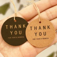 Крафт-бумага закладки Ретро ручной работы Спасибо круглые бумажные бирки для подарков подарочная упаковка «сделай сам» этикетки бирки 100 шт