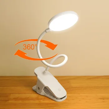 

18LED 1200mAh Dimmable Clip-on Read Light Bedside Table Lamp Touch Rechargeable 5W Desk Lamp Soft Lighting