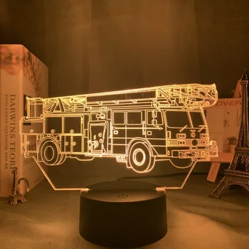 

Fire Truck LED Night Light Touch Sensor Color Changing Nightlight for Kids Bedroom Decor Fire Fighting Car Desk 3d Lamp Gift