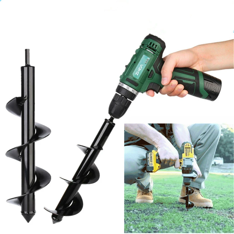 4 Sizes Planting Auger Spiral Hole Drill Bit For Garden Yard Earth Bulb Planter 