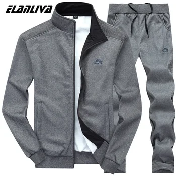 

Men Tracksuit Set Polyester Sweatshirt 2020 Spring Sporting Fleece Jacket + Pants Casual Men's Sports Suit Men's Sportswear 2XL
