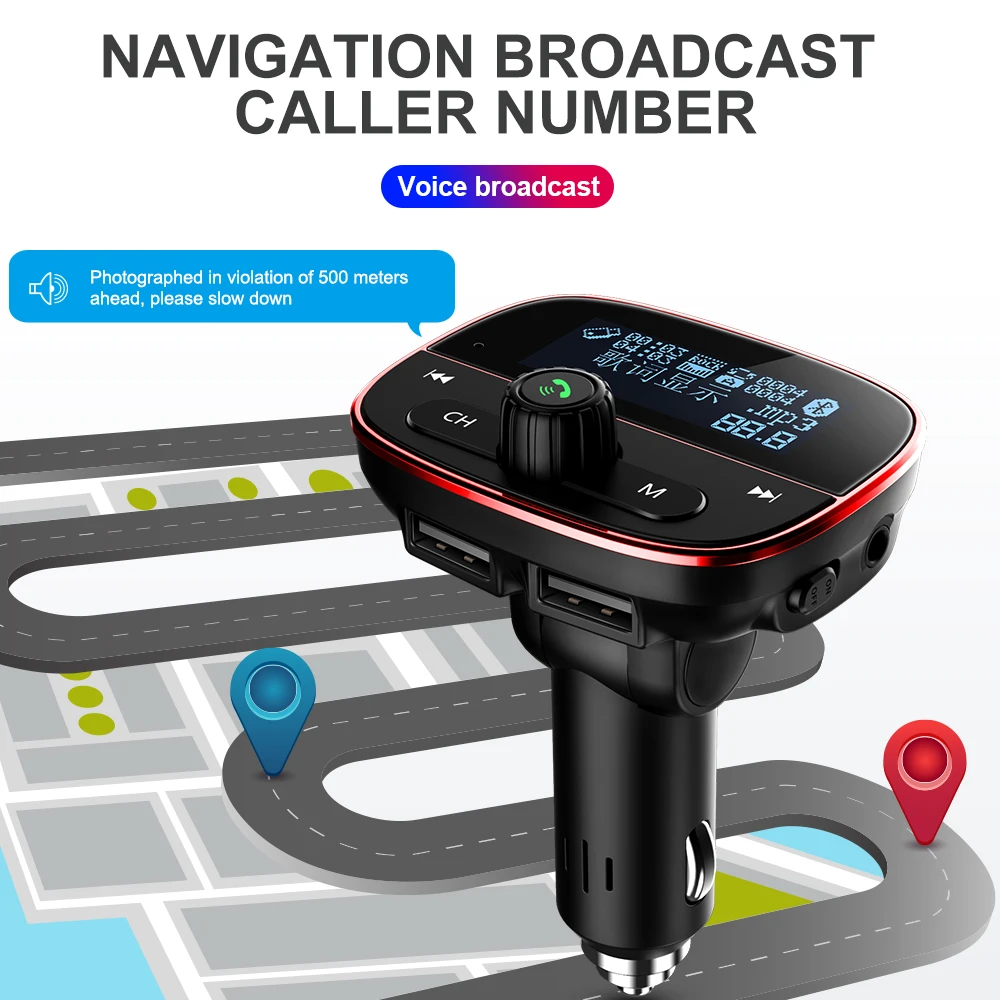 Смарт Bluetooth Fm передатчик Dual USB красный портативное зарядное устройство автомобиля Bluetooth Универсальный 12 V-24 V Bluetooth автомобильный набор, свободные руки