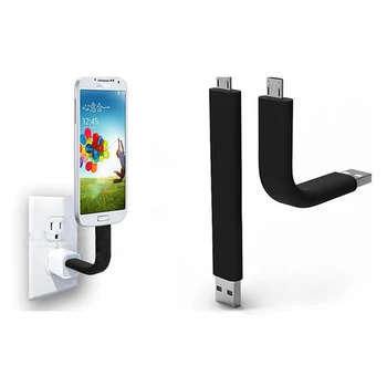 

Flexible Short mini 8Pin Micro USB Cable Charger Holder Data Sync bend Wire For iPhone 5/5S/6S/6/7 Plus Android Samsung