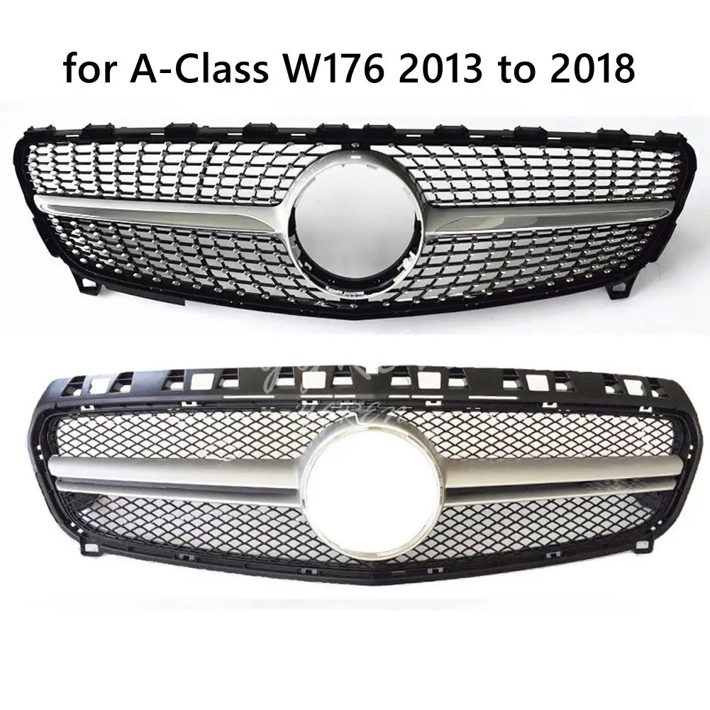 Подходит для Mercedes Benz A-Class W176 2013+ передняя решетка алмаз серебро