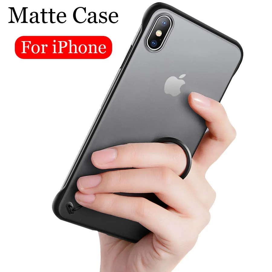 Fizazi Transparent Frosted Case For iphone X XR XS Max Cover Silicone Matte 7 8 6 6s Plus With Finger Ring |
