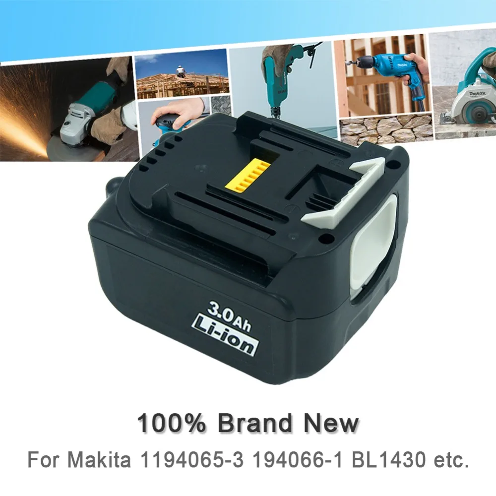 2 шт BL1430 14,4 V 3.0Ah литий-ионная Батарея для Makita BL1430 BL1440 BL1440B BL1450 BL1415 194066-1 194065-3 194558-0