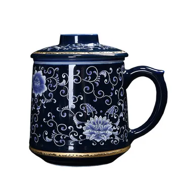 

Simple Teacup Tea Separation Ceramic Single Office Cup With Cover Kung Fu Tea Set Mugs creative master cup