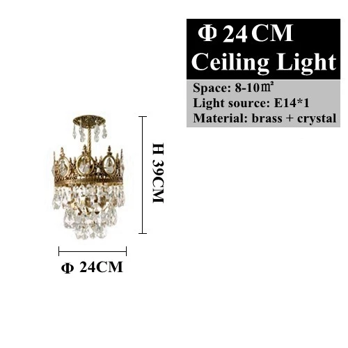 D 24CM Ceiling Lamp LukLoy Потолочная люстра Хрустальные подвесные светильники современные подвесные светильники Ретро Хрустальные абажуры винтажная люстра светильник - Цвет абажура: D 24CM Ceiling Lamp
