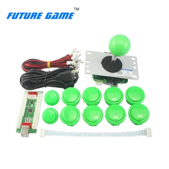 

DIY arcade joystick handle set kits 24mm / 30mm push buttons spare parts USB cable to Green Ball joystick button encoder plate