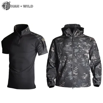 

Tactical Military Jacket+Tactical Shirts Shark Skin Hunting Jackets Shell Men Windbreakers Waterproof Fleece Shirt Multicam Coat