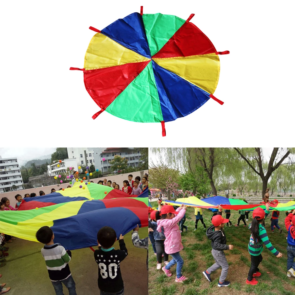6-16 Feet Play Parachute with 8 Handles.Multicolored Tent Outdoor Games for Kids