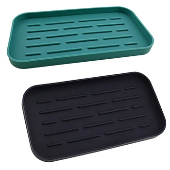 

10 inch Kitchen Sink Silicone Durable Tray for Sponges Scrubbers Soap Stovetop Spoon