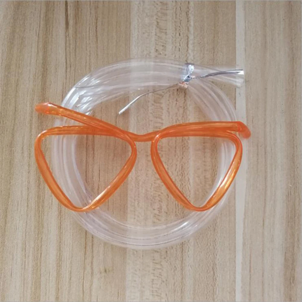 Orange triangle Забавные мягкие очки, соломенная Уникальная гибкая трубка для питья, Детские аксессуары для вечеринок, Crazy DIY соломинки для вечеринок на день рождения - Цвет: Orange triangle