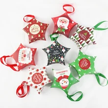 

5pcs Christmas Gift Box Five-pointed Star Santa Claus Candy Boxes for Birthday Party Decor New Year Xmas Favor Packages Supplies