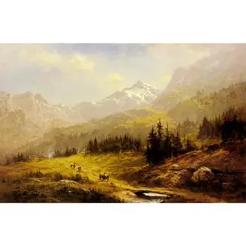 

2 Hand Painted Art Paintings by Teachers - Wengen Alps Morning In Switzerland Benjamin Williams Leader - Oil Painting on Canvas