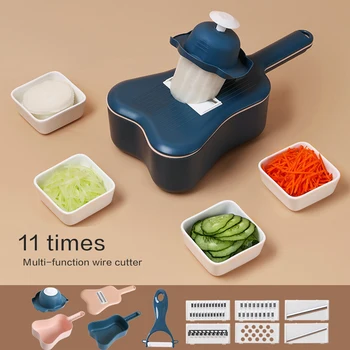 

Multifunctional Vegetable Cutter With Drain Basket Kitchen Veggie Fruit Shredder Grater Slicer Carrot Cheese Grater Kitchen Tool