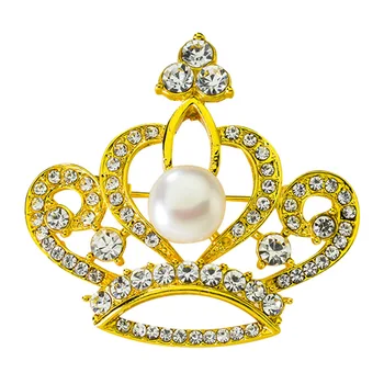 

New Freshwater Pearl Brooch High-grade Copper Crossing Gold Zircon Pearl Female Brooch