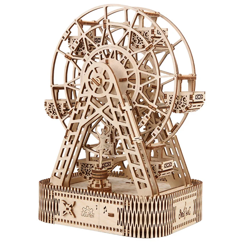 Деревянная музыка колесо обозрения 3D головоломка DIY механический привод модель