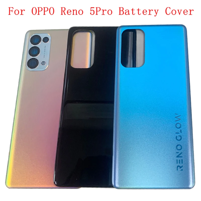 Original Battery Cover Rear Back Door Panel Housing For OPPO Reno 5Pro 5G Battery Door with Camera Lens Replacement Part