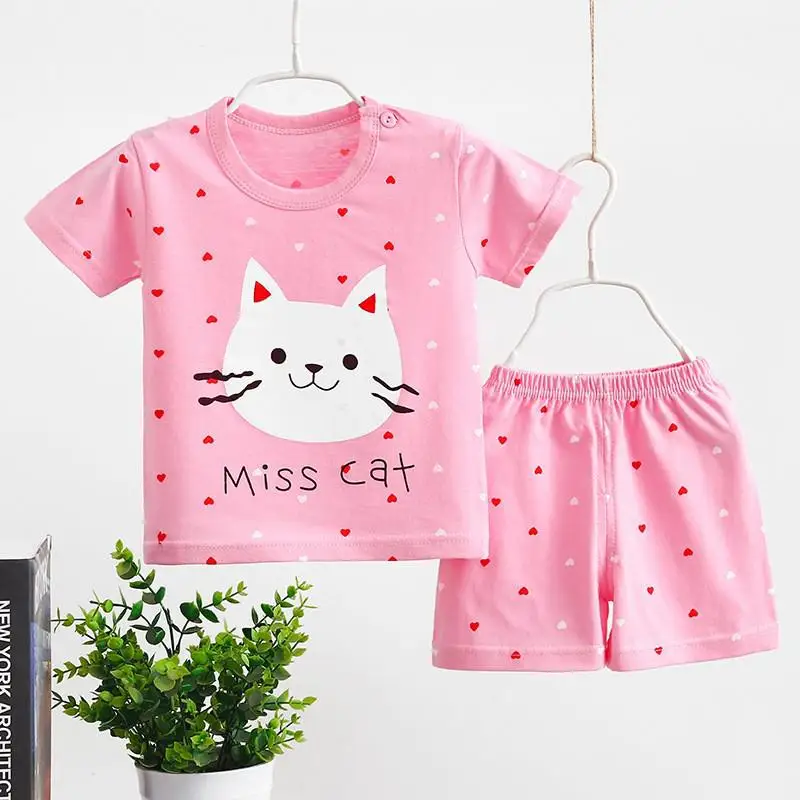 Brand Boys Summer Baby Clothing Sets Short Sleeve Baby Girl T Shirt+ Pants 0-6y Kids Set Cotton Children Suit Toddler Tracksuit Baby Clothing Set classic Baby Clothing Set
