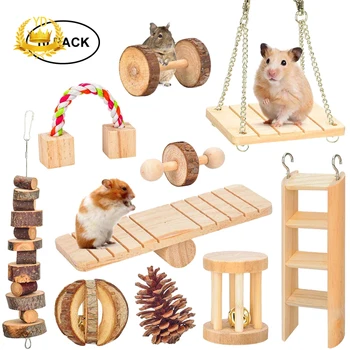 

Hamster Chew Toy Natural Wooden Dumbbells Exercise Molar Toy Hamster Toy Set