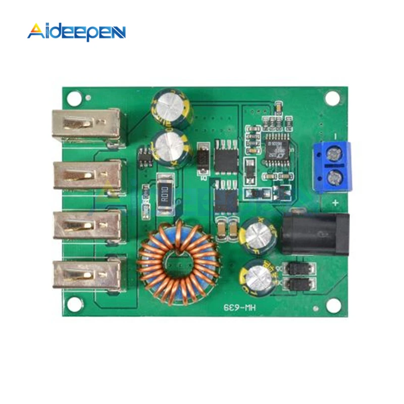 DC 7 в-60 в до 5 В пост 5A 4 четыре USB понижающий Питание модуль DC 9V 12V 24V 36V 5V 5A высокое Мощность понижающий преобразователь доска для автомобиля