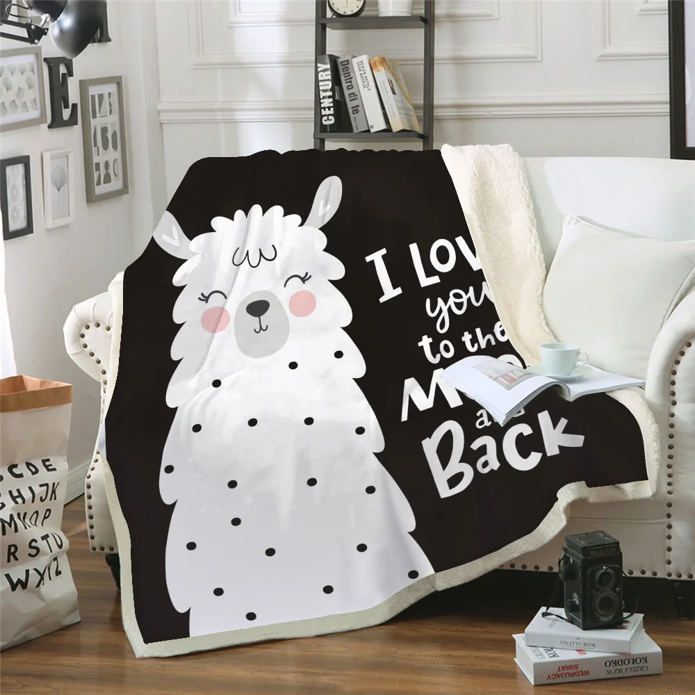 

Throw Blanket 3D Printed Alpaca For Sofa Bed Velvet Plush Sherpa Fleece Soft Blanket Microfiber Warm Couch Cover Bedspread Manta