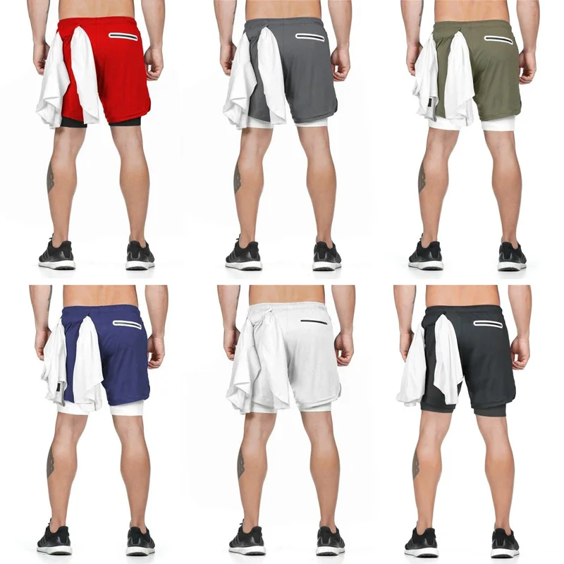 Vip Link-pantalones cortos deportivos 2 en 1 para hombre, para correr, Fitness, entrenamiento, gimnasio, trotar, Playa