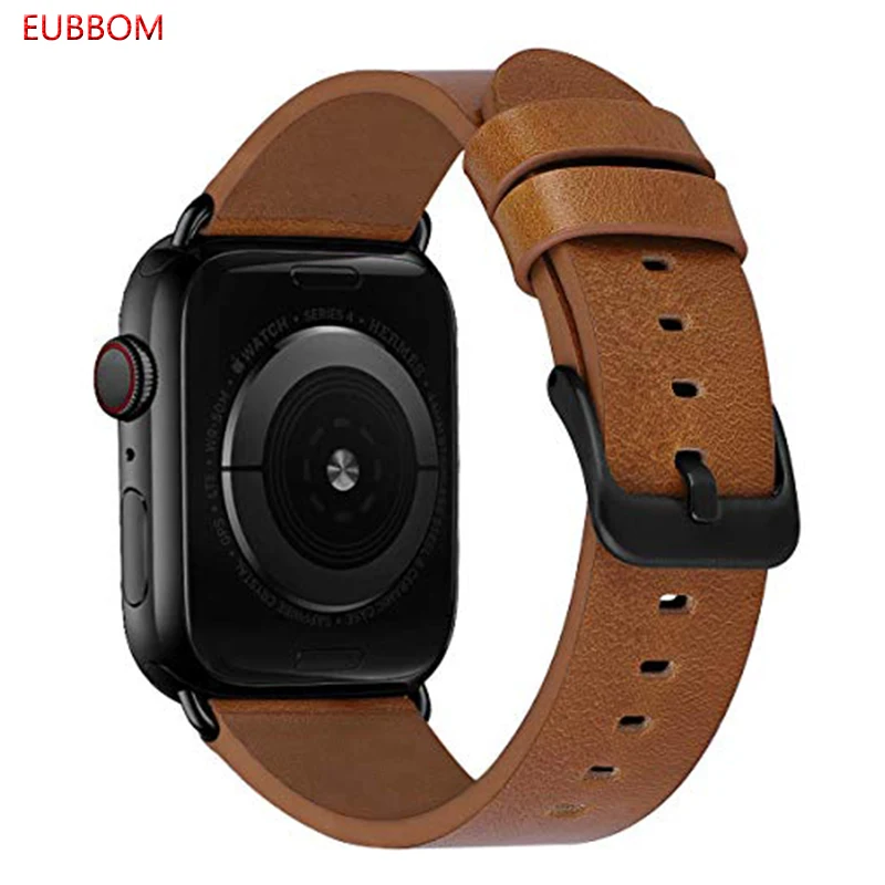 

Brown Leather Band Loop Strap For Apple Watch 6 5 4 3 2 1 38mm 40mm , Men Leather Watch Band for iwatch 5 44mm 42mm Bracelet