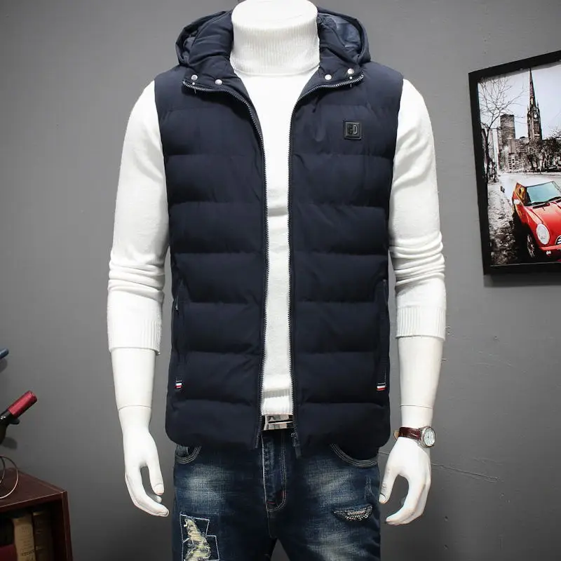 Kopen Winter Grote Maat Hooded Winter Vest Voor Mannen Mouwloze Jas Jassen Casual Warme Gewatteerde Mannen Beneden Vest 6XL 7XL 8XL YT50164