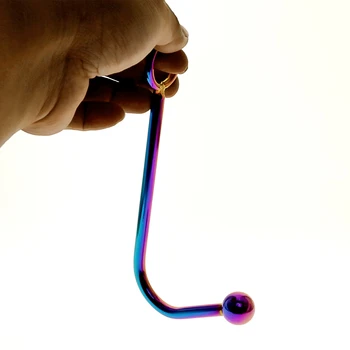 BDSM Toys Rainbow Anal Hook Stainless Steel Anal Hook With Beads Hole Metal Butt Plug Anus Fart Putty Slave Prostate Massager 4