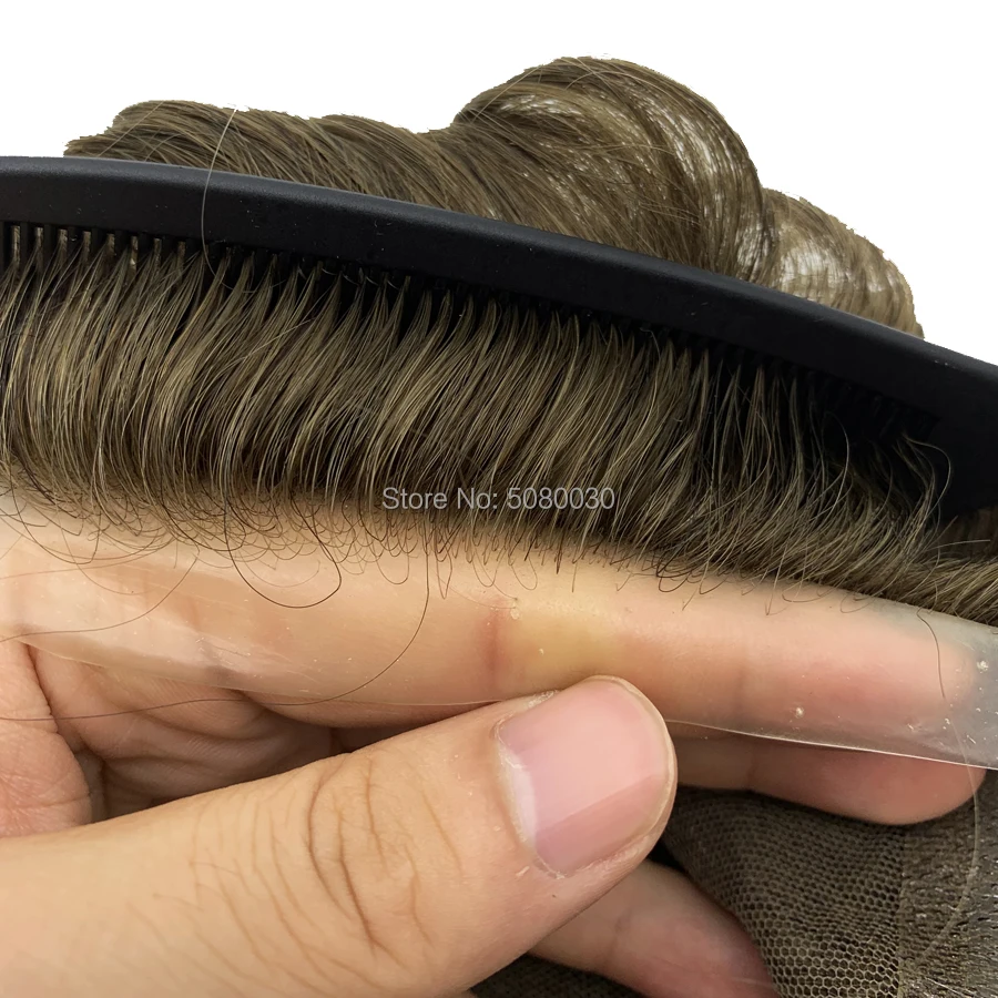 

Transparent Top Swiss Lace Clear PU Around Men Toupee 100% Indian Remy Men Hair Toupees