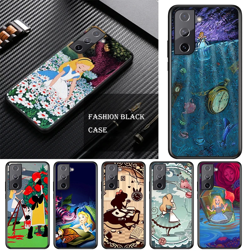 Alice in Wonderland For Samsung S22 S21 S20 FE Ultra Pro Lite S10 5G S10E S9 S8 S7 S6 Edge Plus Black Soft Phone Case | Мобильные