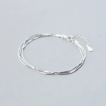

wholesale Real. 925-Sterling-Silver TRIPLE Rows multi-layers Snake Bone chain bracelet adjustable Sterling Silver jewelry LS292