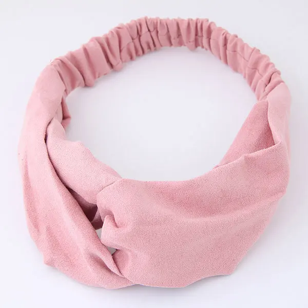 Pink Корейская мода, эластичные повязки для волос с перекрестным узлом, банданы, женские ленты для волос, аксессуары для волос, женские замшевые мягкие однотонные повязки на голову - Цвет: Pink