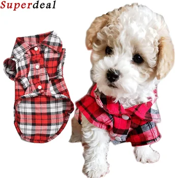 

Pet dog clothes for small dogs summer plaid shirt vest for puppy Chihuahua cotton vest Clothes soft cat shirt for dog clothes