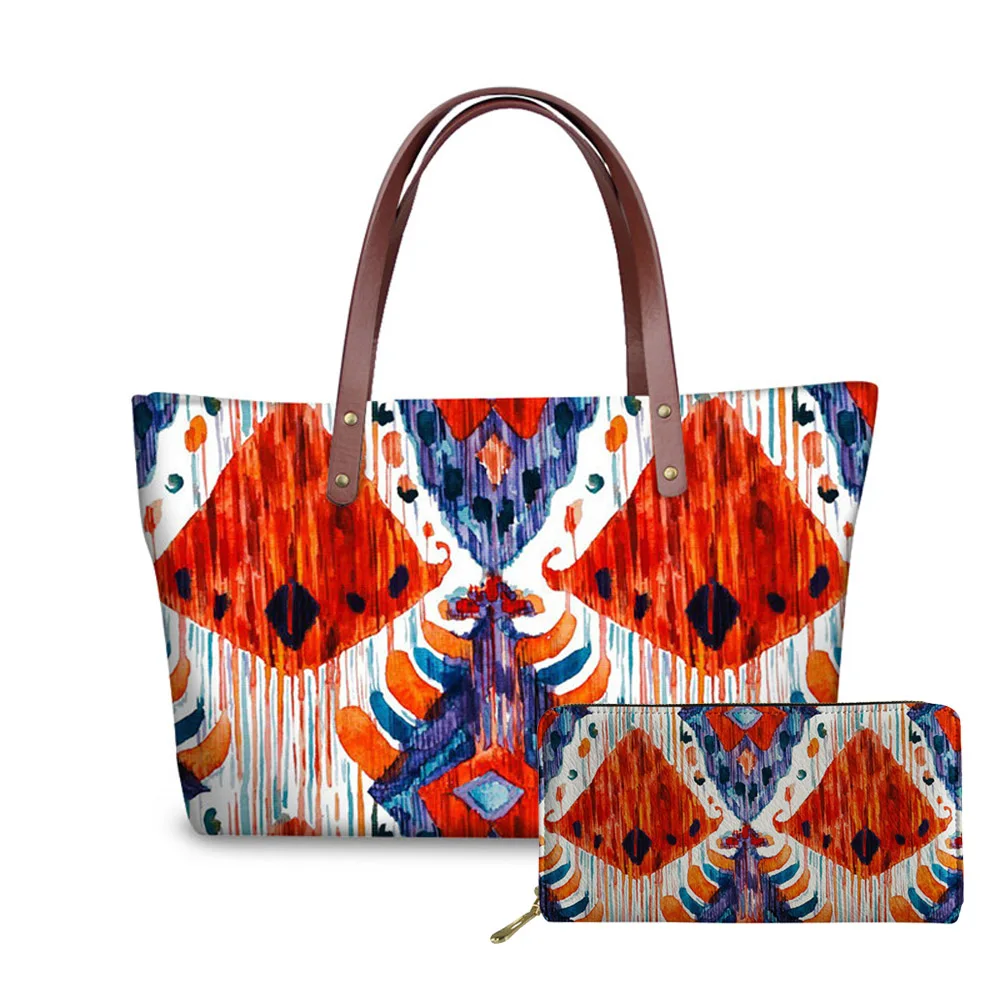 YQ2504ALZ21 FORUDESIGNS/2 шт./компл. Для женщин Сумки& кошелек женская кожаная обувь в африканском стиле традиционной печати, сумки с высокой ручкой, для женщин, сумка через плечо, сумка тоут - Цвет: YQ2504ALZ21