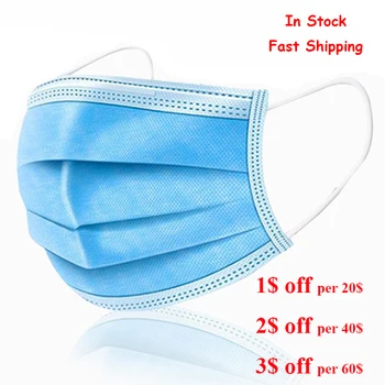 

3ply Face Mask Anti-dust Disposable Face mask with Earmuff Non-woven Adjustable Fast delivery