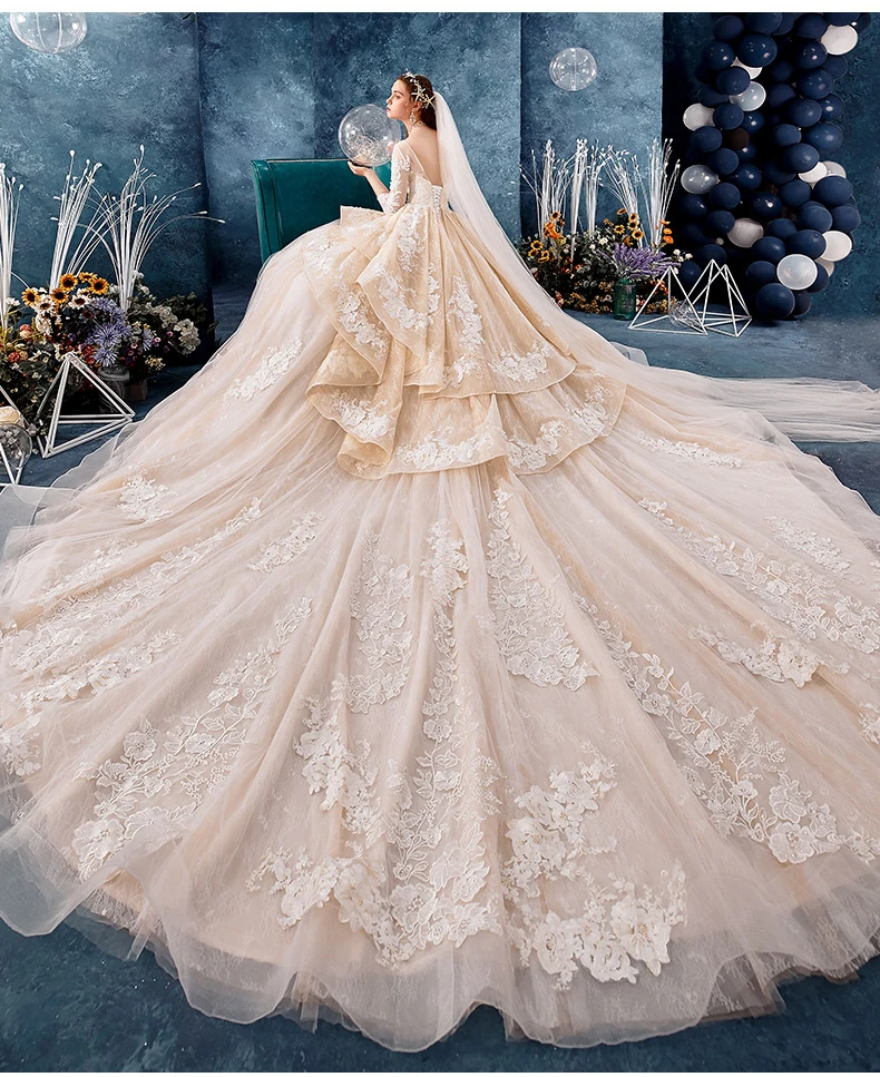 Vestido de Noiva, свадебное платье принцессы с открытыми плечами и аппликацией, кружевное милое бальное платье с бусинами, свадебное платье, Robe De Mariee