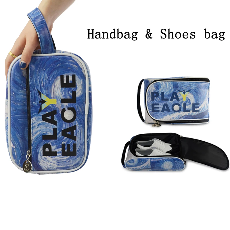 PLAYEAGLE Golf Blue Starry Night Shoes Bag Outdoors Handbag Mini Pouch