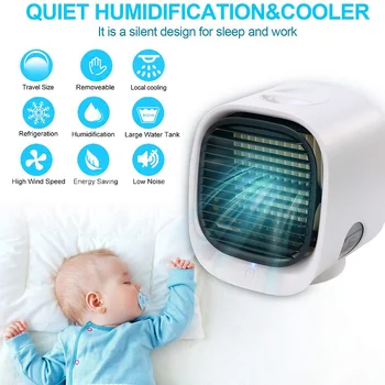 

Home 5V Mini Portable Air Conditioner 3 Colors Light Conditioning Humidifier Purifier USB Desktop Air Cooler cool air Fan
