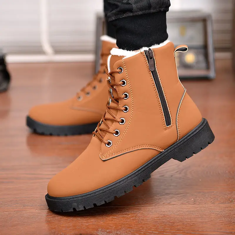 

Martin Boots 2020 Winter Men Boots Shoes New Fashion Pu Leather Man Boots Comfortable Ankle Boots Short Plush Winter Warm Shoes