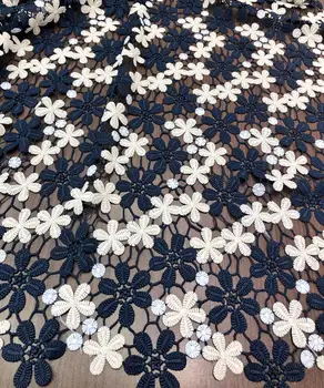 

Fashionable african net lace fabric For Wedding dress High quality flower Embroidered lace fabric 5 yards