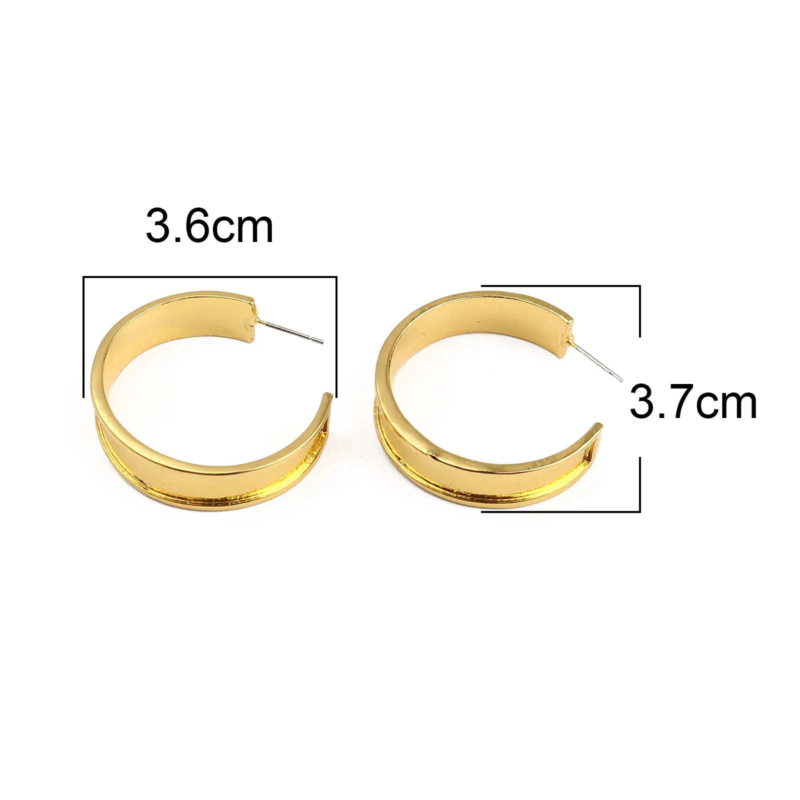 Boucles d'oreilles en forme de C, couleur argent or 37mm x 9mm, taille Post/fil (calibre 21) pour la fabrication de bijoux DIY, 1 paire