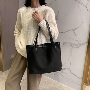 

Casual Canvas Handbag Women Large Capacity Shoulder Bag Travel Shopping Totes Youth Ladies Simple Versatile Bag