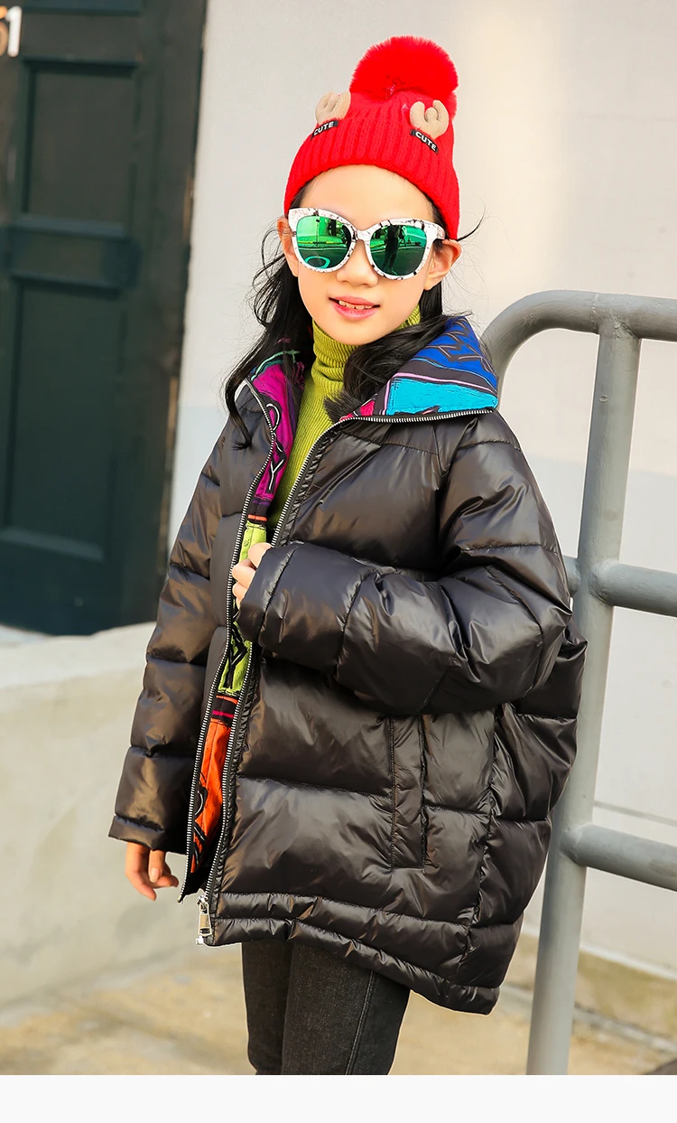 Зимние Модные хлопковые пуховики для девочек; плотные теплые парки; детская верхняя одежда больших размеров с отворотами; детские куртки Modis; Y2322